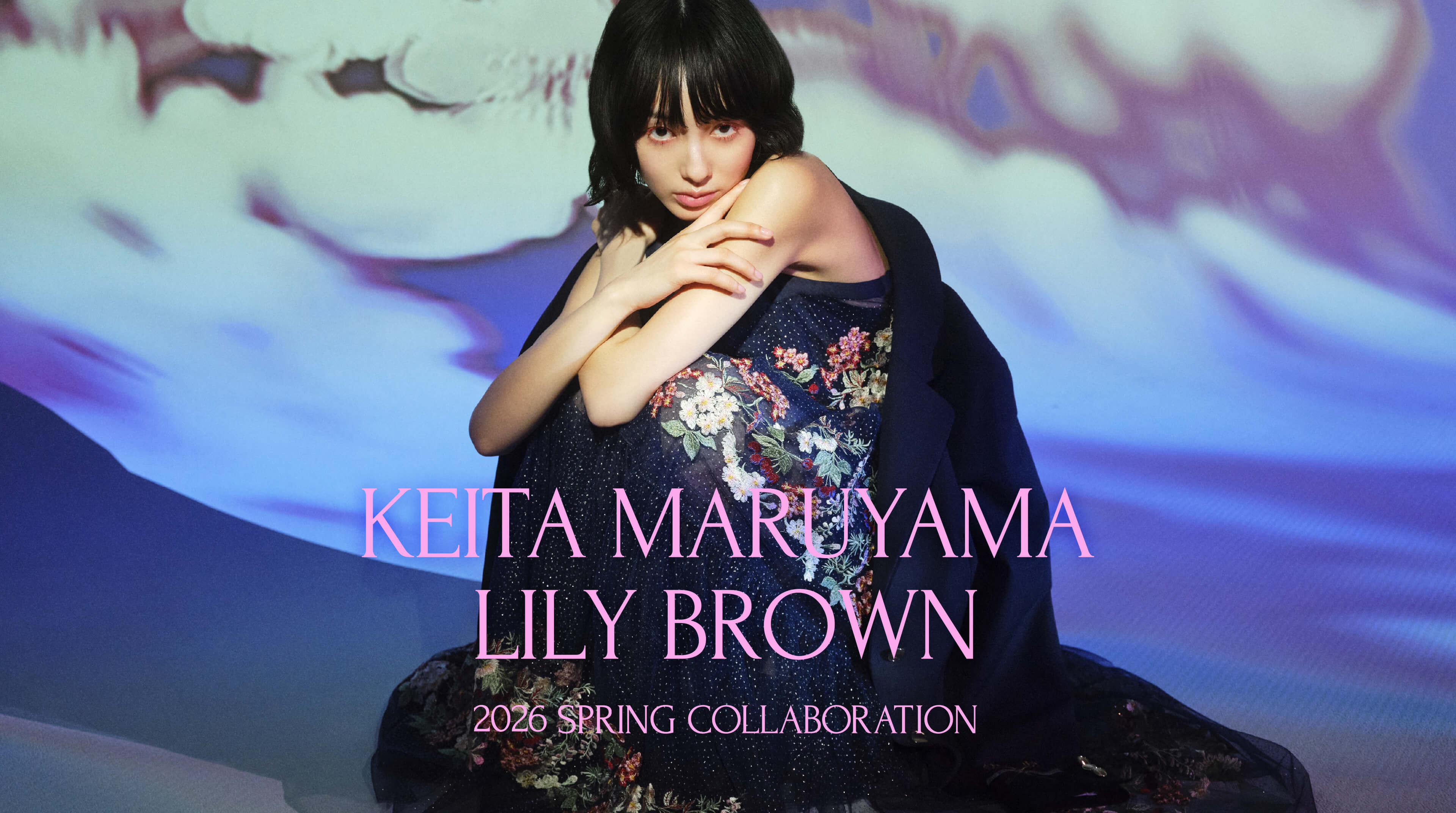 LILY BROWN×KEITA MARUYAMA】ボタニカルチェリー柄シルクスカーフ