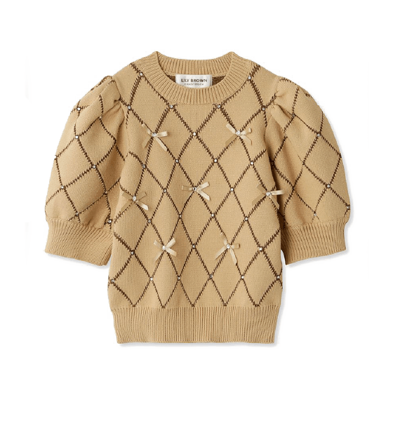BEGの【WEB限定カラー】[L.B CANDY STOCK]ビジューリボンニットトップス