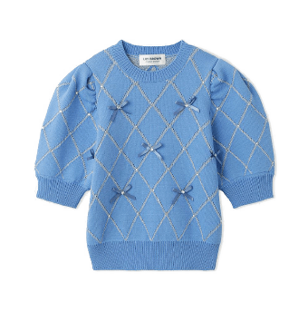 BLUの【WEB限定カラー】[L.B CANDY STOCK]ビジューリボンニットトップス
