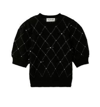 BLKの【WEB限定カラー】[L.B CANDY STOCK]ビジューリボンニットトップス