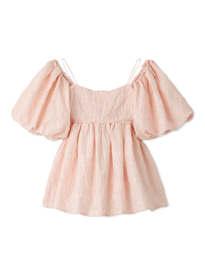 3WAY jacquard peplum bustier limited color pink