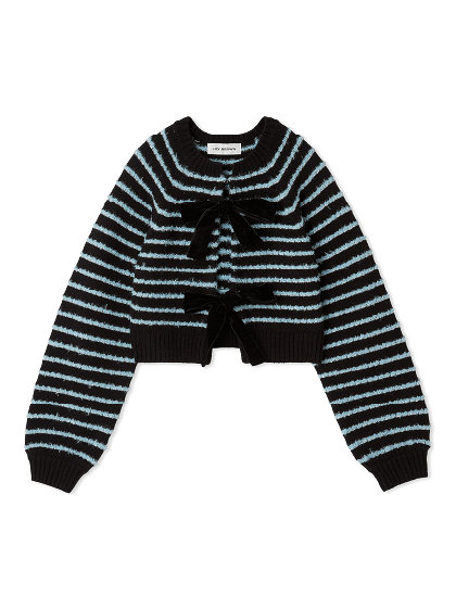 Velour ribbon cardigan limited color BORDER