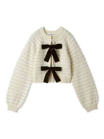 Velour ribbon cardigan LGRY