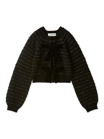 Velour ribbon cardigan FLOWER