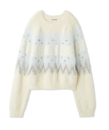 リボンビジューニットトップ