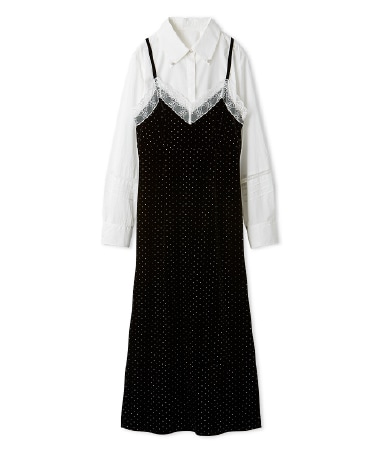 シャツコンビビジューワンピース