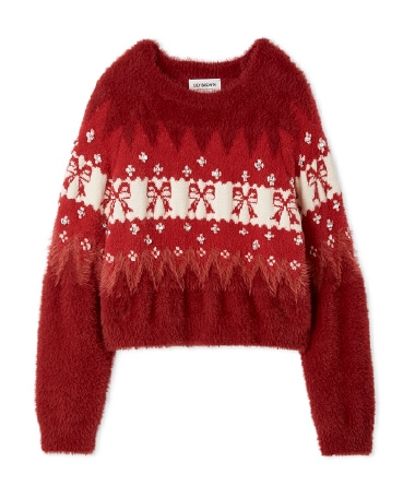 リボンビジューニットトップ