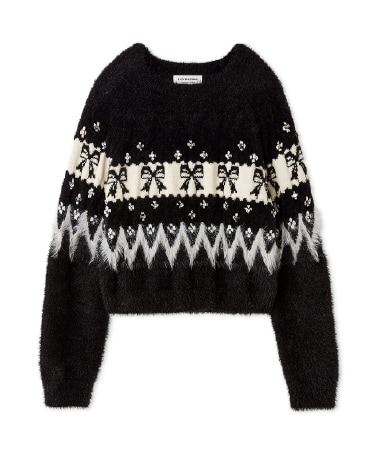 リボンビジューニットトップ