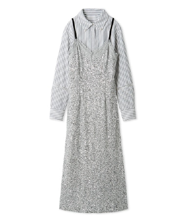 シャツコンビビジューワンピース