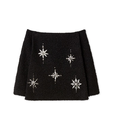スノーフレークビジューミニスカート
