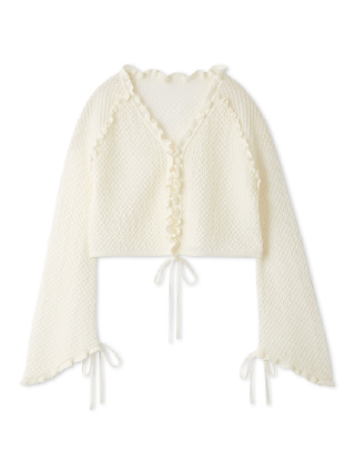 ドロストミニフリル カーディガン OWHT 画像