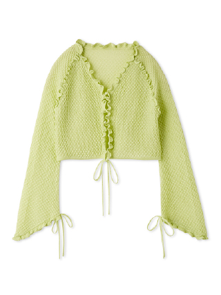 ドロストミニフリル カーディガン LIME 画像