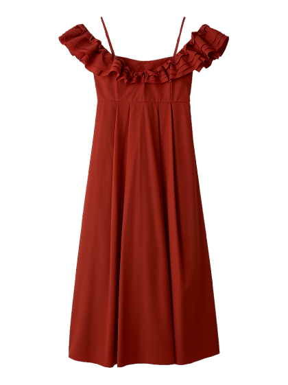 Frill volume dressのカラー展開（レッド）