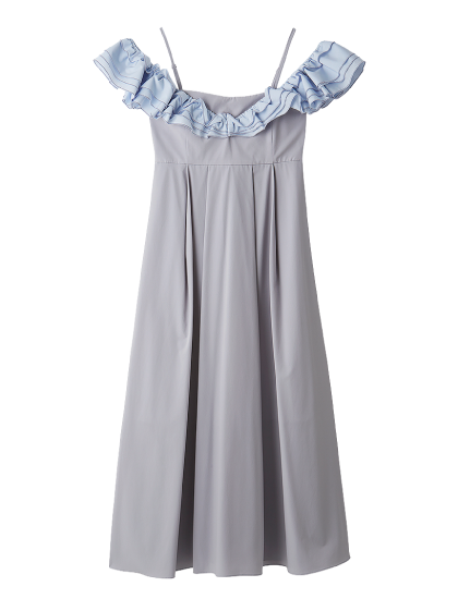 Frill volume dressのカラー展開（グレー）