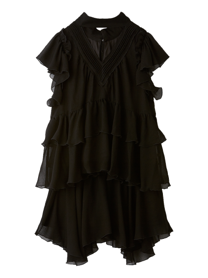 2 way pin tuck shirt set upのカラー展開（ブラック）