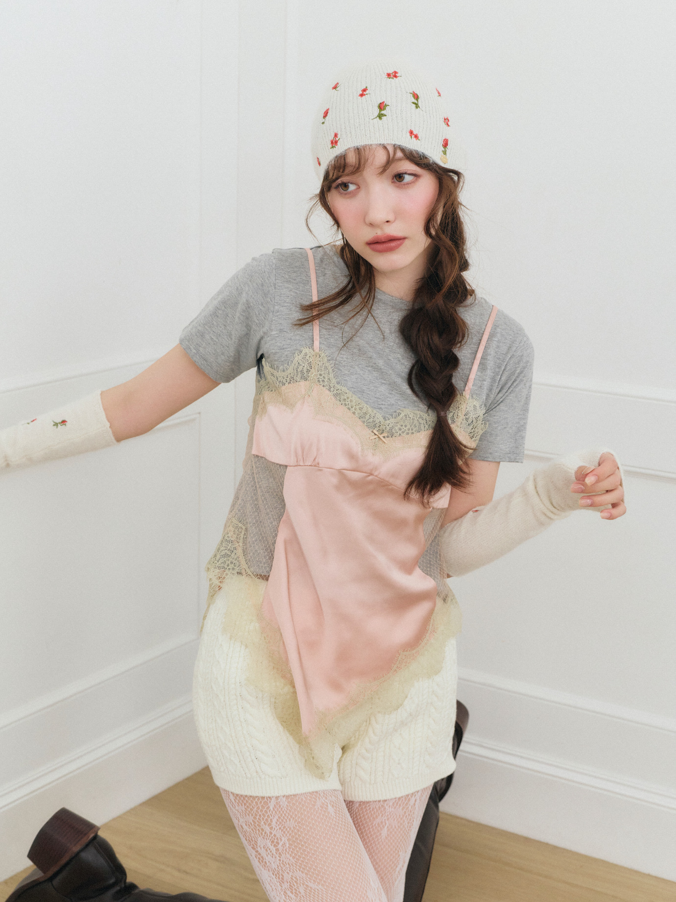 Satin Camisole Combo Tops の着用カット