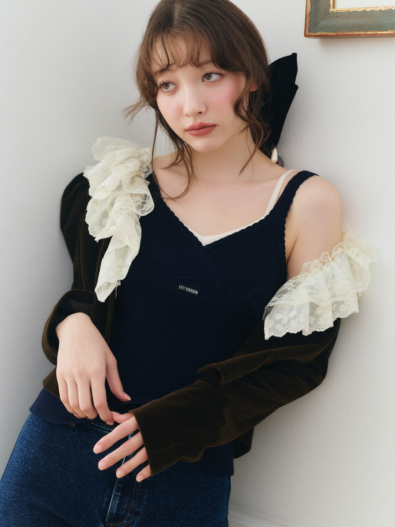Layered Knit Tops の着用カット 1枚目
