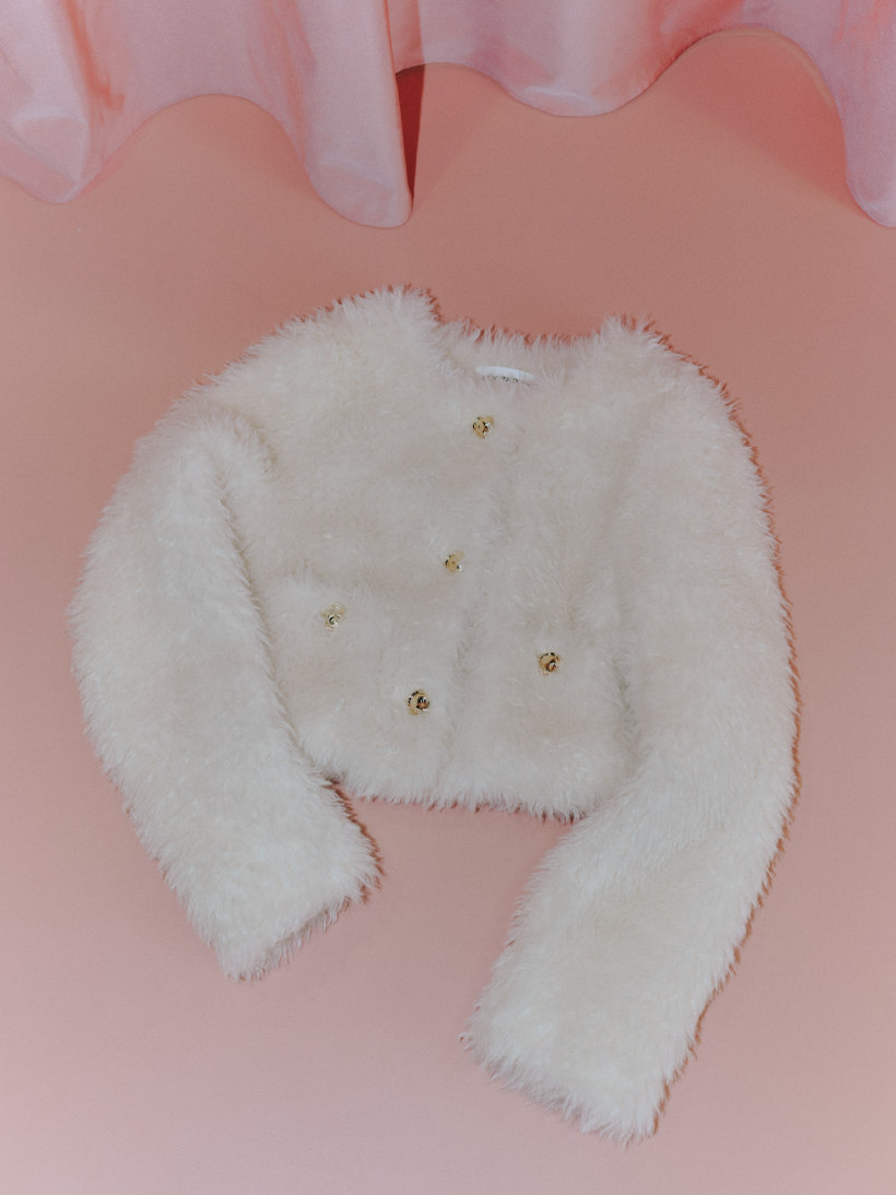 Eco Fur Jacket アイボリーの商品カット