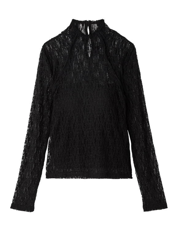 メルティヒートカップインハイネックレーストップス BLK