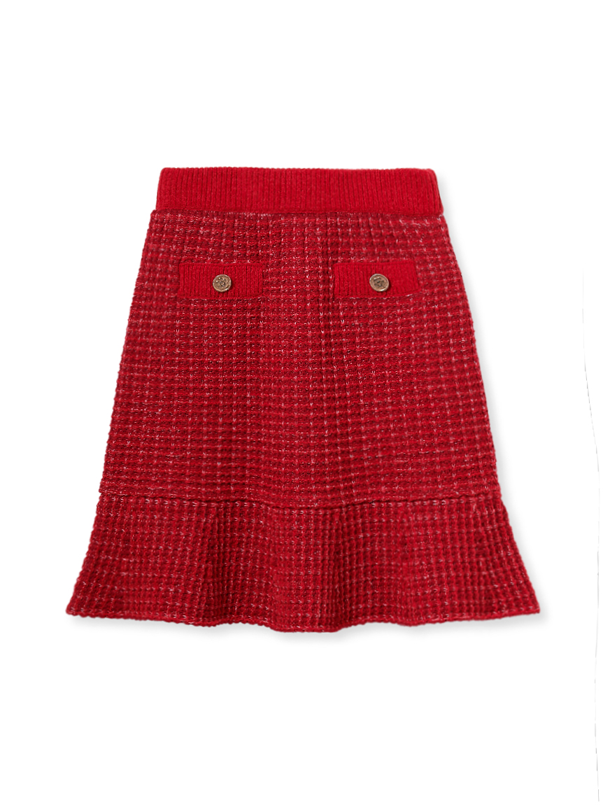 【LILY BROWN × MARY QUANT】ツィードニットスカート レッド