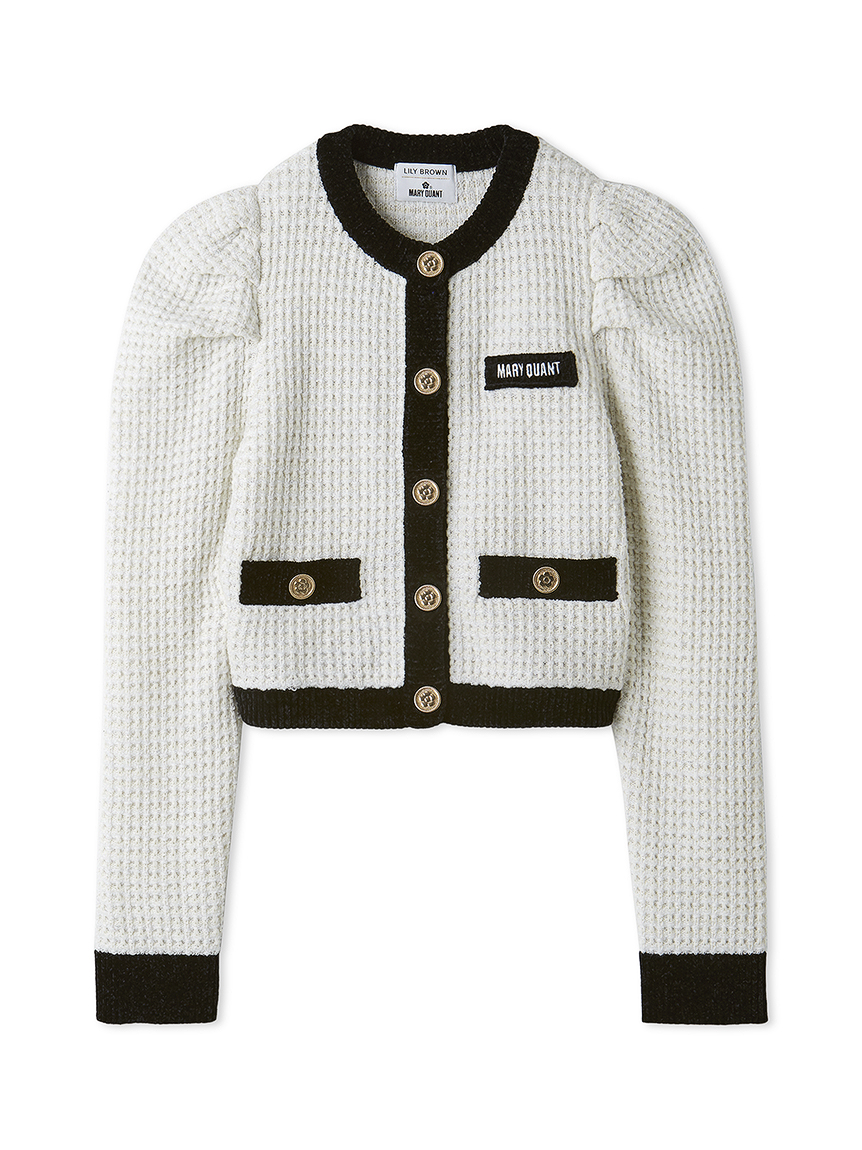 【LILY BROWN × MARY QUANT】ツィードニットカーディガン ホワイト