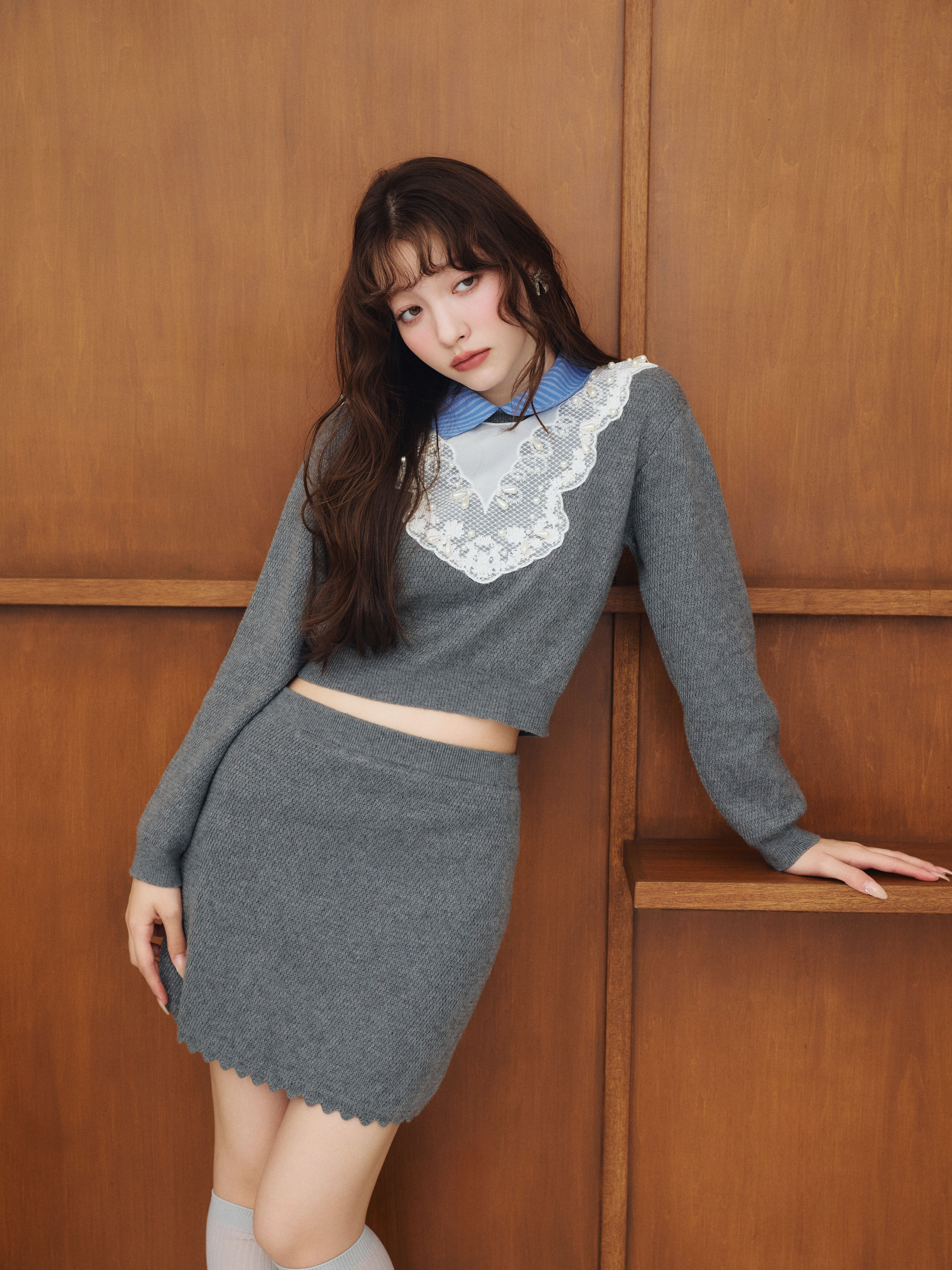 ❣️Lu LuＯ L Iパカラ　ブラウスandスカート　ネイビー❣️ NEWS